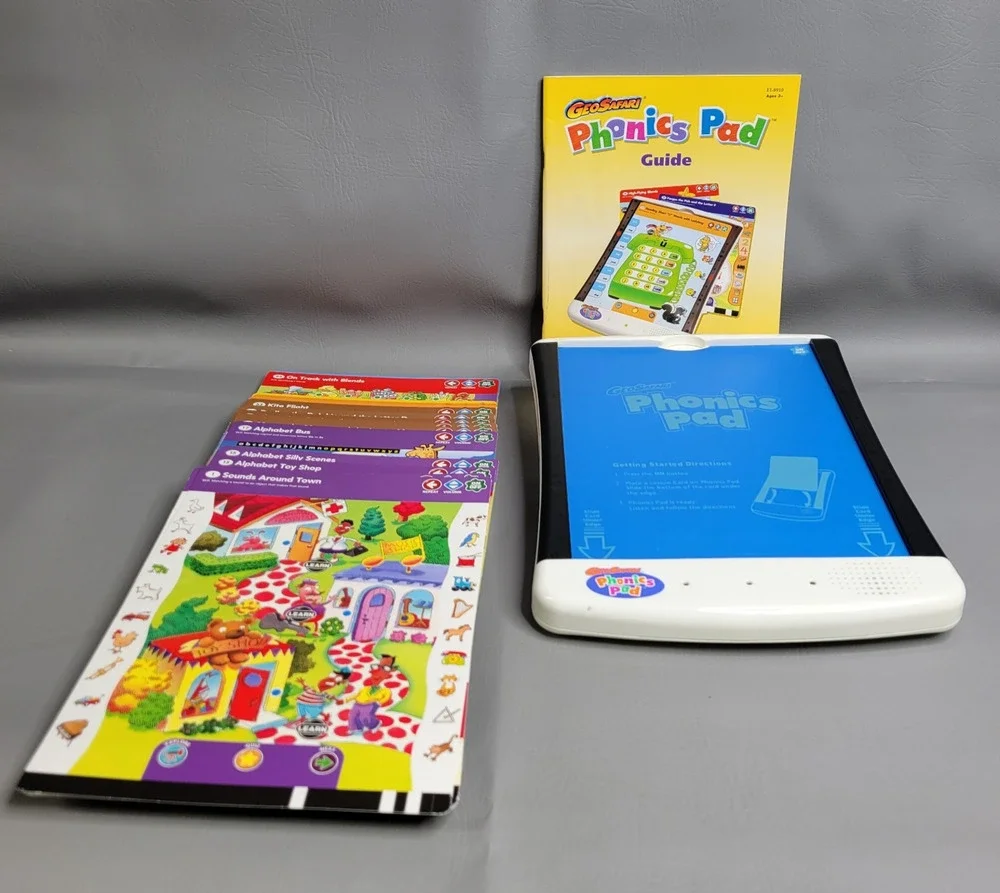 GEOSAFARI Phonics Electronic Learning Reading Pad Homeschool El-8910 w/ 64 Cards